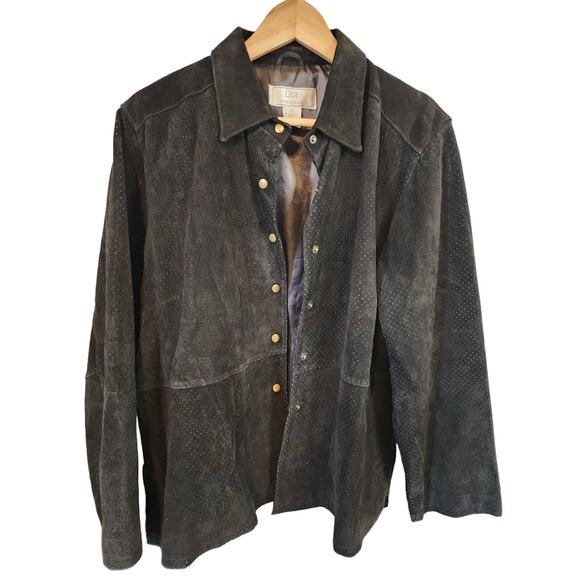LISA INTERNATIONAL Vintage Black Suede Womens Waist Length Coat XL - Picture 1 of 7